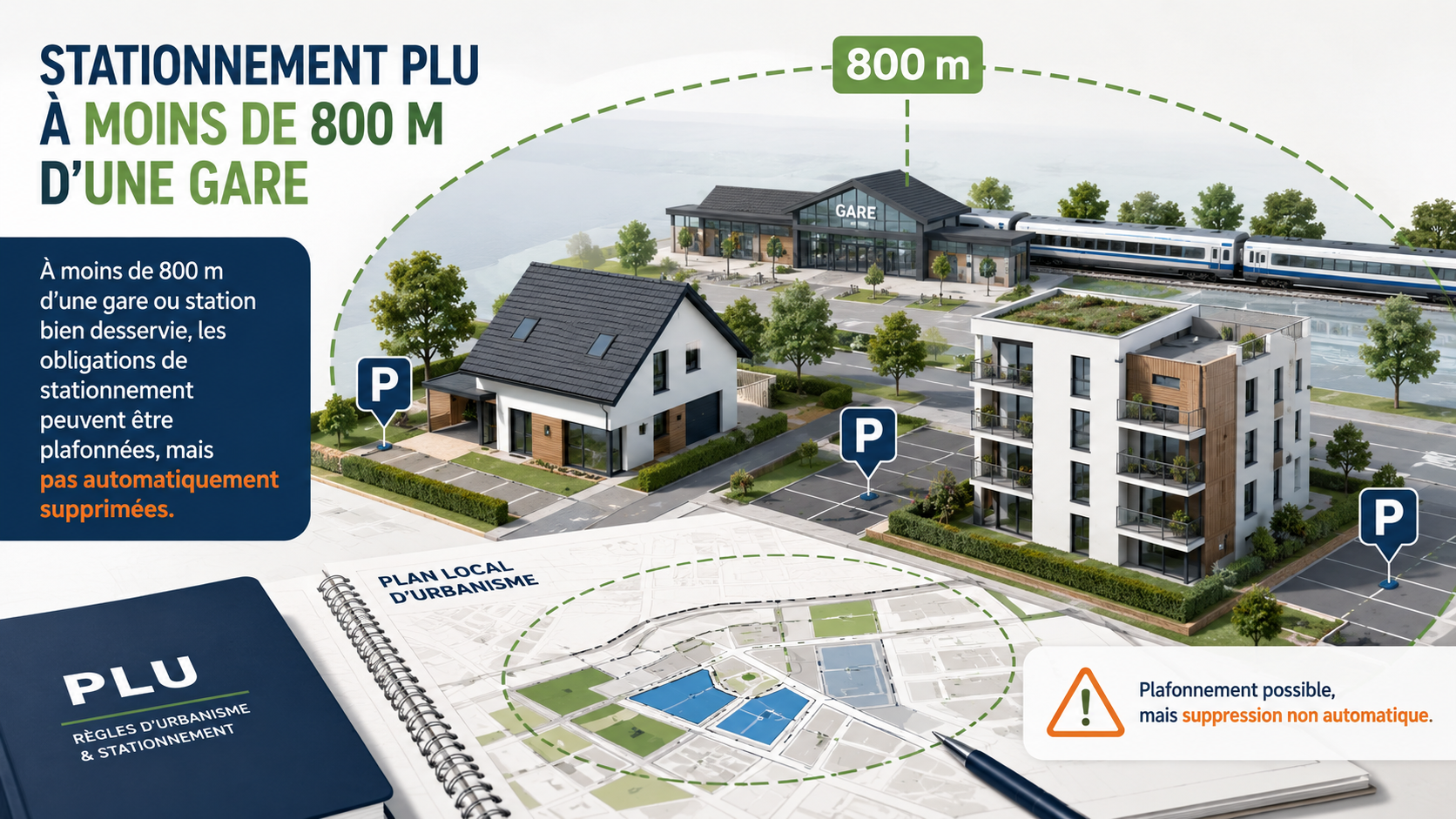 Stationnement près d’une gare : que change le seuil de 800 m ?