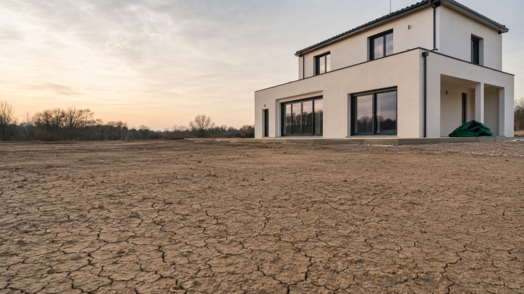 Maison individuelle achevée sur terrain argileux fissuré - attestation RGA à la DAACT